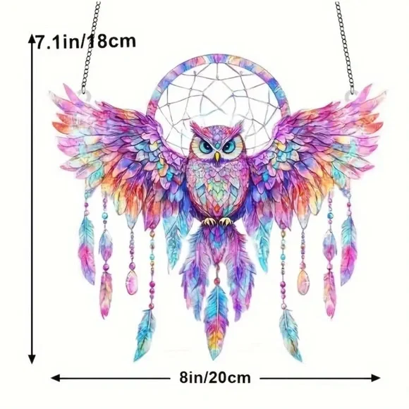 Bohemian style Owl Dreamcatcher Wall Hanging - Picture 4 of 4